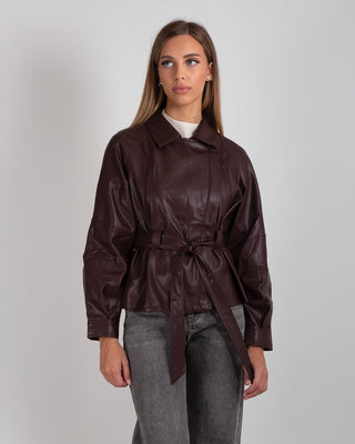 Giacca Ecopelle Laccio Burgundy