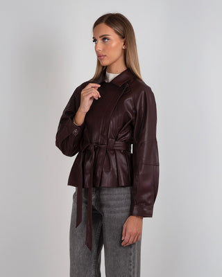 Giacca Ecopelle Laccio Burgundy