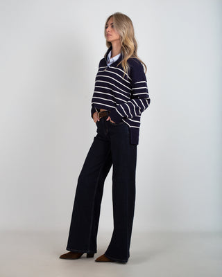 Jeans Straight Elasticizzato Blu Scuro