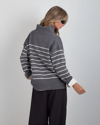 Maglione Zip Righe Dark Grey