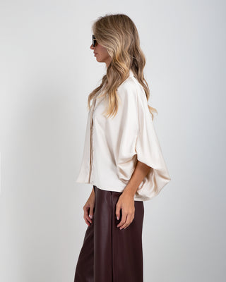 Camicia Manica Arricciata Satin Ivory