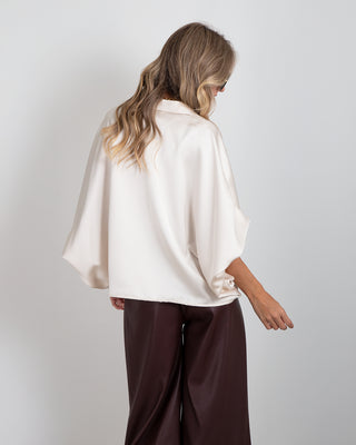 Camicia Manica Arricciata Satin Ivory
