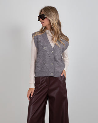 Gilet Over Strass Grey
