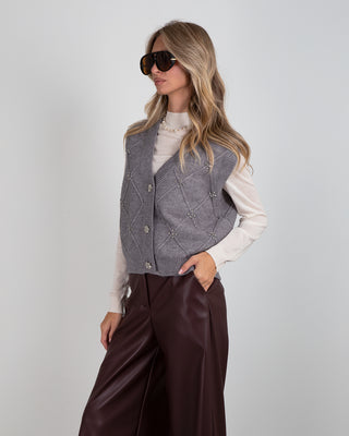 Gilet Over Strass Grey