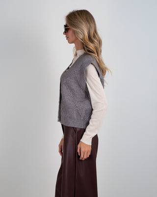 Gilet Over Strass Grey