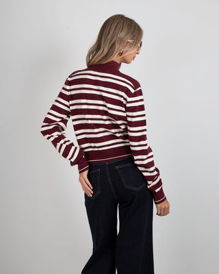 Maglia Zip Righe Bordeaux