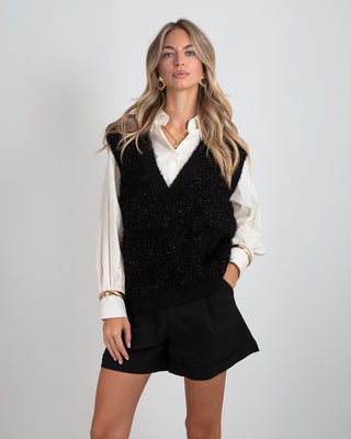 Gilet Lurex Scollo V Black