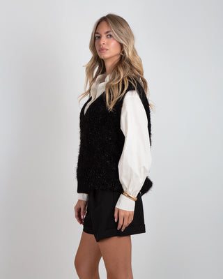 Gilet Lurex Scollo V Black