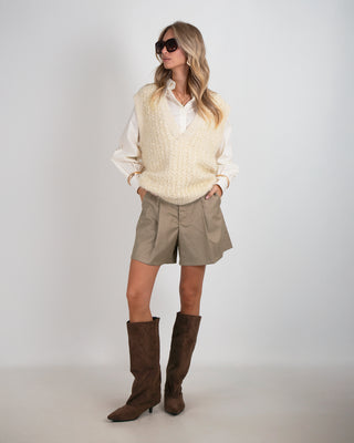 Gilet Lurex Scollo V Ivory