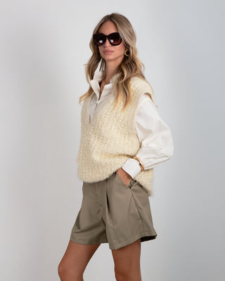Gilet Lurex Scollo V Ivory