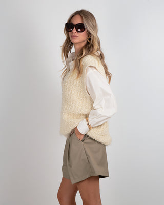 Gilet Lurex Scollo V Ivory
