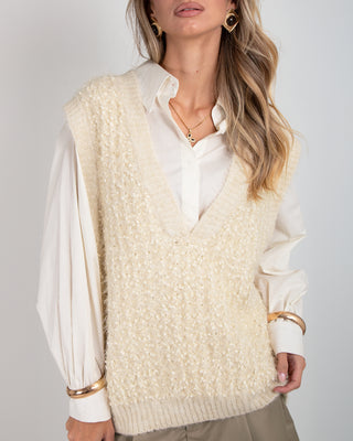 Gilet Lurex Scollo V Ivory