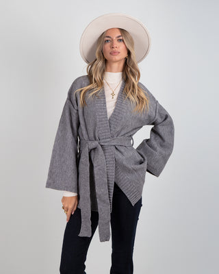 Cardigan Kimono Laccio Manica Larga Grey