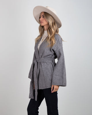Cardigan Kimono Laccio Manica Larga Grey