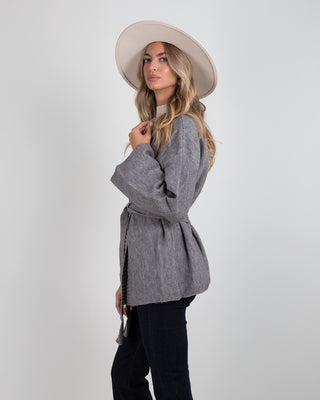 Cardigan Kimono Laccio Manica Larga Grey