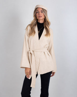Cardigan Kimono Laccio Manica Larga Cream