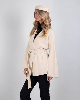 Cardigan Kimono Laccio Manica Larga Cream
