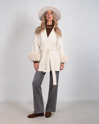 Cappotto In Maglia Polsini White