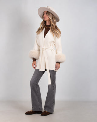Cappotto In Maglia Polsini White