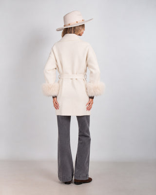 Cappotto In Maglia Polsini White