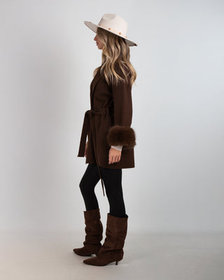 Cappotto In Maglia Polsini Brown