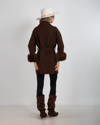 Cappotto In Maglia Polsini Brown