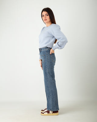 Jeans Palazzo Taschine Blu Medio