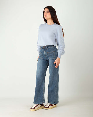 Jeans Palazzo Taschine Blu Medio