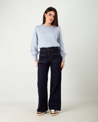 Jeans Palazzo Taschine Blu Scuro