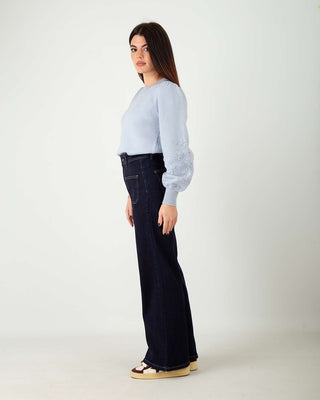 Jeans Palazzo Taschine Blu Scuro