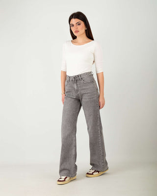 Jeans Straight Grigio Chiaro