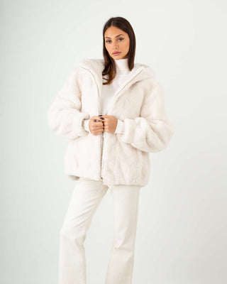 Eco-Pelliccia Cappuccio White