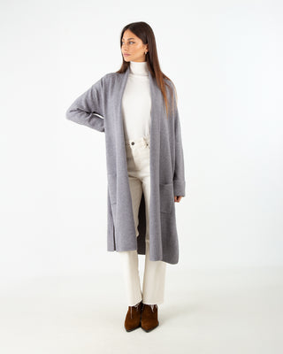 Maxi Cardigan Taschine Grigio