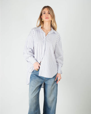 Camicia Over Righe Bianco
