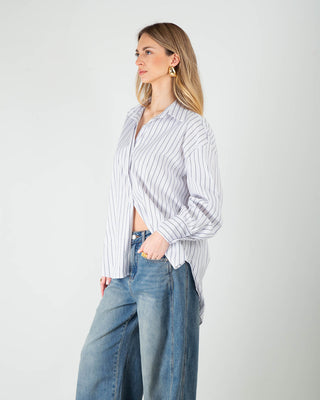 Camicia Over Righe Bianco