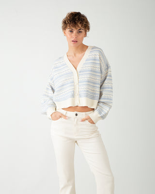 Cardigan Snow Bicolor Azzurro