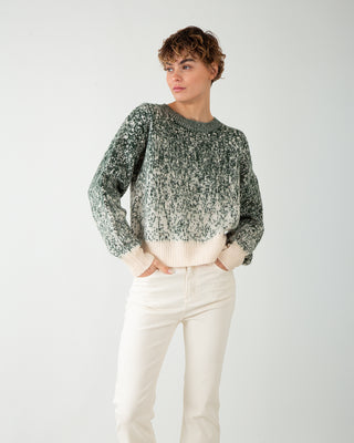 Maglione Bicolor Strass Verde Pino