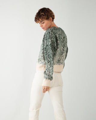 Maglione Bicolor Strass Verde Pino