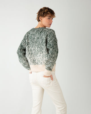 Maglione Bicolor Strass Verde Pino