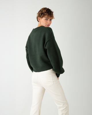 Maglione Giro Crop Verde Pino