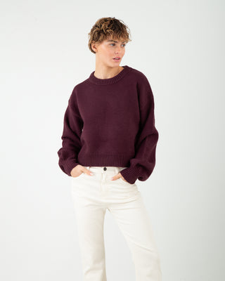 Maglione Giro Crop Burgundy