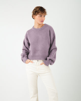 Maglione Giro Crop Dark Orchid
