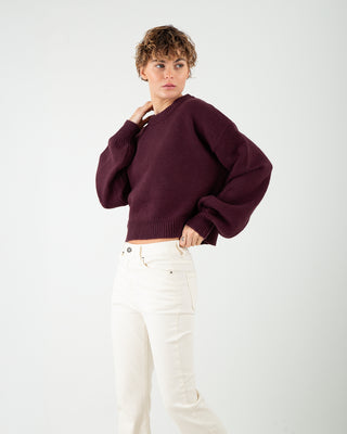 Maglione Giro Crop Burgundy