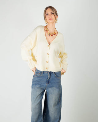 Cardigan Over con Taschine Panna