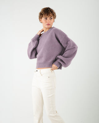 Maglione Giro Crop Dark Orchid