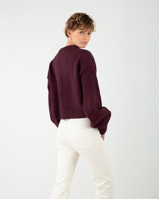 Maglione Giro Crop Burgundy