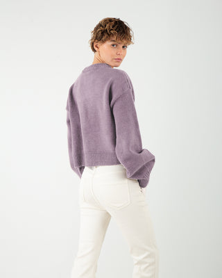 Maglione Giro Crop Dark Orchid