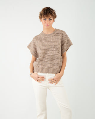 Maglia MM Paillettes Beige