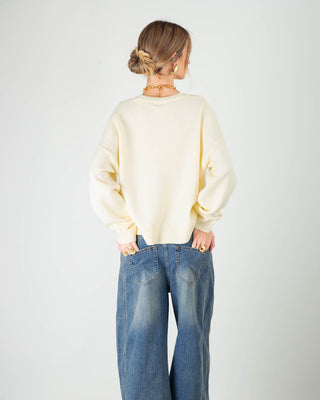 Cardigan Over con Taschine Panna