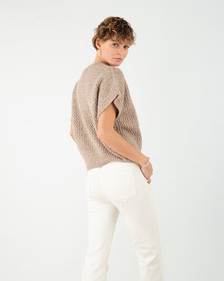 Maglia MM Paillettes Beige